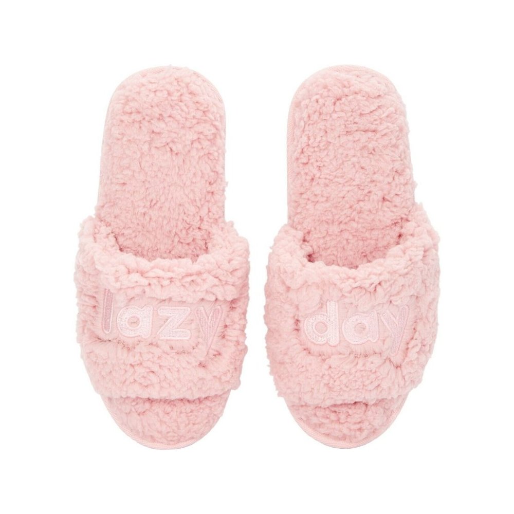 JENNI INTIMATES Women's Lazy Day‎ Faux-Sherpa Slippers NWT Medium PINK
